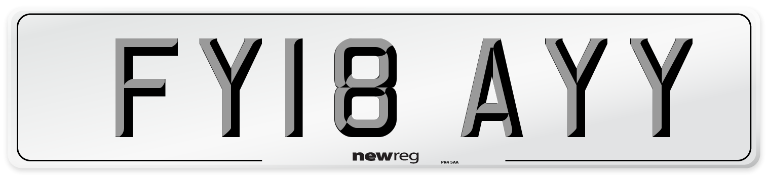 FY18 AYY Number Plate from New Reg